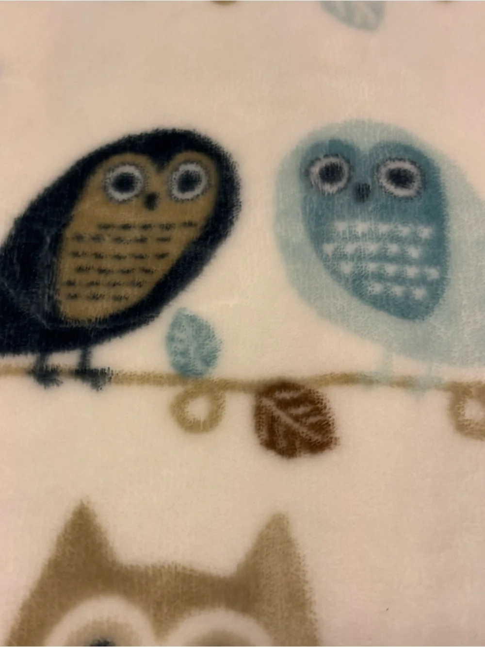 Domain Fleece Blanket Hoot Owls Queen Size Blue Brown Tan Cozy Thick Soft
